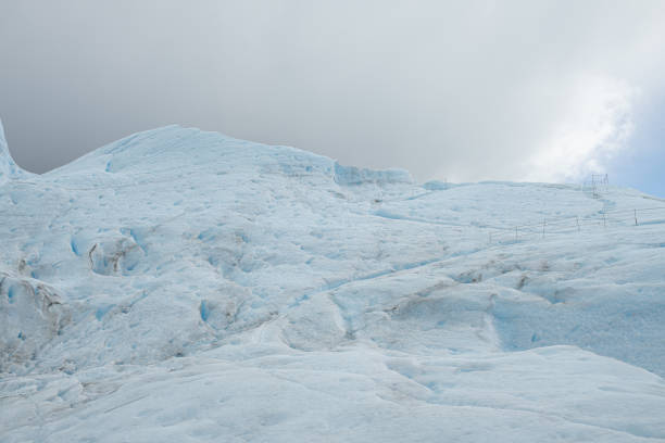 Perito Moreno Glacier view on a cloudy day. High angle view.