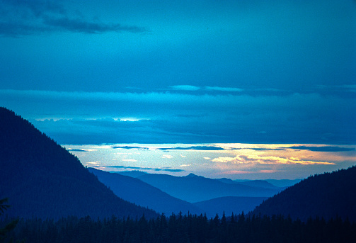 Mt Rainier NP - Sunset Pastels - 1979. Scanned from Kodachrome 25 slide.