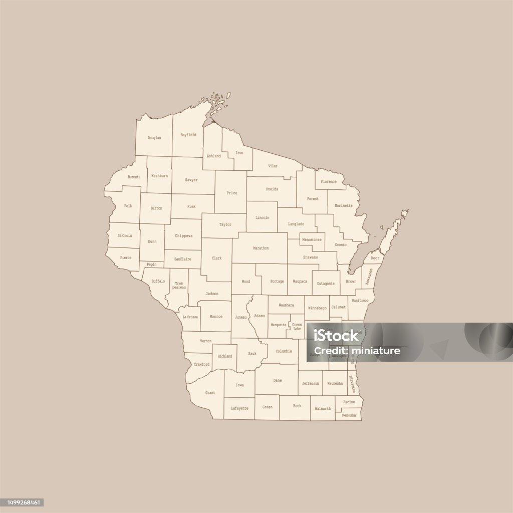 Wisconsin Map Basic Wisconsin Map Stock Illustration - Download Image Now - Abstract ...