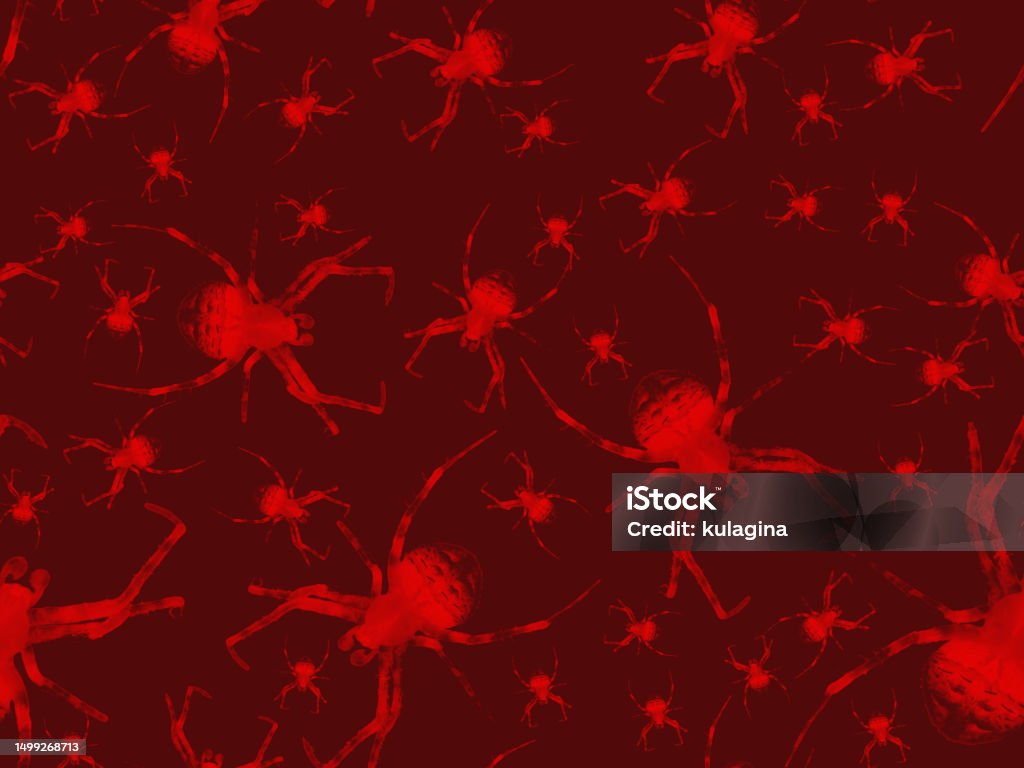Spider Red Pattern Abstract Seamless Pattern With Red Spiders On A Dark Background Stock ...