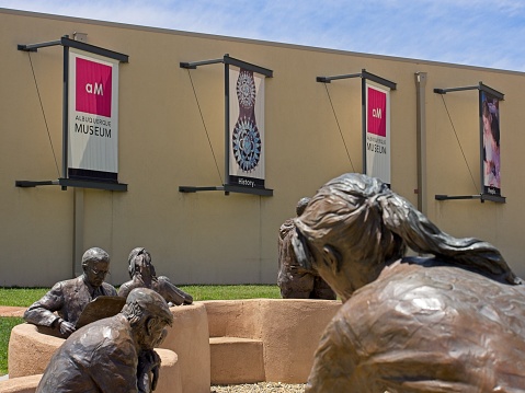Albuquerque, NM - USA, May 10, 2023. Statuary of Spanish explorers at the Albuquerque Museum.