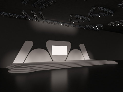 Half Rounded Performance Hall Stage Event Stage With Rounded Corners Backdrop Design Perspective View ...
