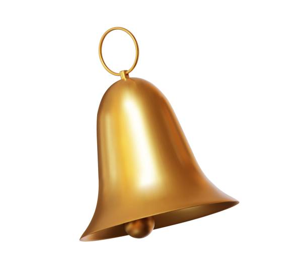 istock 3d realistic shiny golden Christmas bell. Vector illustration on isolated background. 1499275714