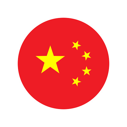 flag of circle vector icon, chinese national flag colors