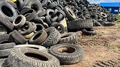 Warehouse of old tires