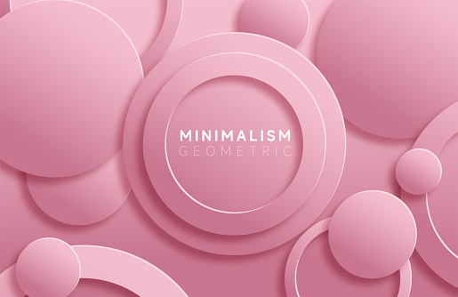 abstract pink papercut style circle geometric  fashion banner pattern background