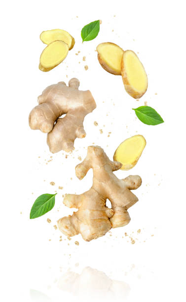 ginger spice on white - ginger spice chinese medicine freshness imagens e fotografias de stock