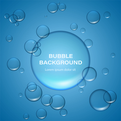 3d realistic vector illustration. Bubble background. Place for product placement.
