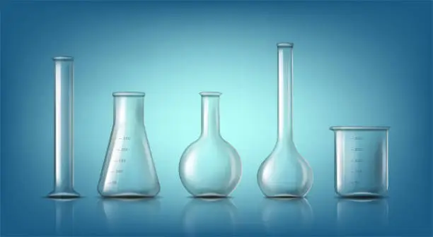 Vector illustration of realistic vector icon. Laboratory equipment, lab glassware. Science and biology education concept.