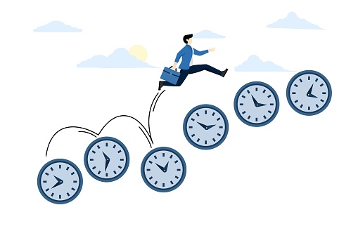 Time Management Rushing Time Management Technique Set The Time To Rush Businessman Walking On ...