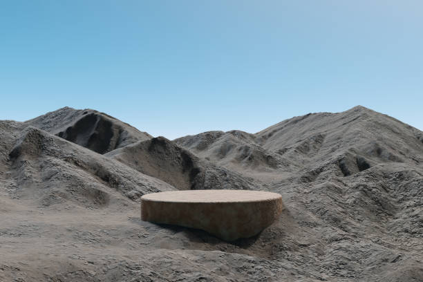 istock Abstract 3d render summer scene and Natural podium background, Stone podium on the mountain blackdrop clear sky for product display advertising, create and design 1499356463