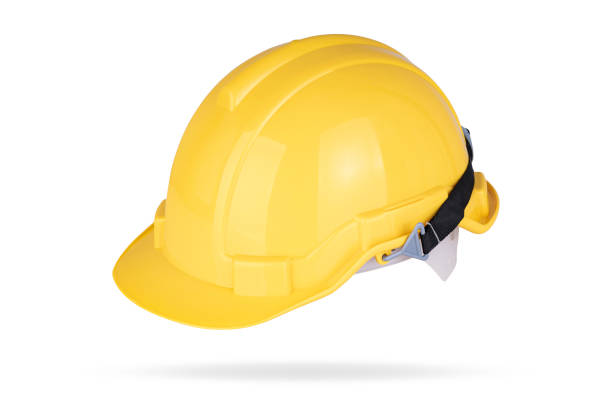 istock Yellow safety helmet isolated on white background with clipping path. 1499358416
