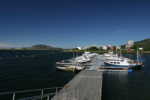 Norway sea fjord fishing boats pier