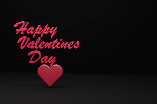 istock Valentine's day design. 3d render illustration Realistic happy Valentine's day sign with empty space .web poster, flyer with black background 1499373859