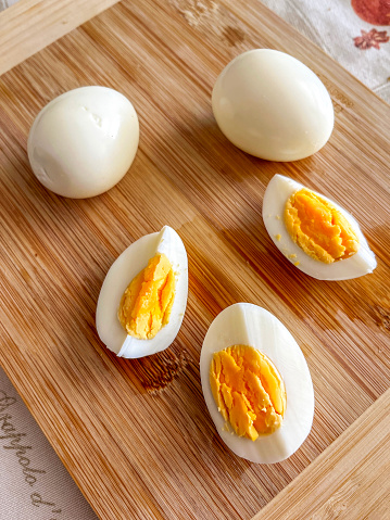 Hard boiled eggs quartered