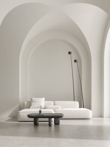 istock Conceptual interior room with arched ceiling 3d illustration 1499375470