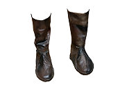 Hand-made leather antique boots isolated on a white background