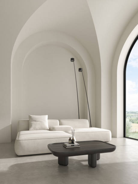 istock Conceptual interior room with arched ceiling 3d illustration 1499375575