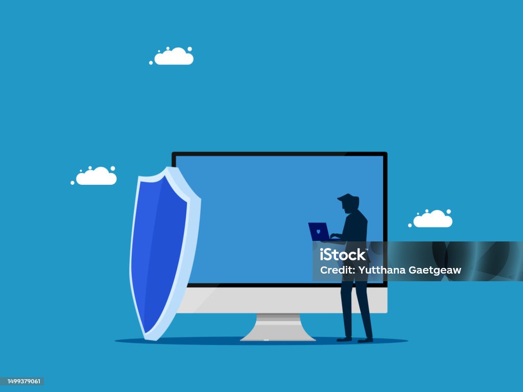 Computer System Protection Data Protection Shield Stock Illustration ...