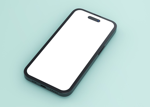 Blank screen smartphone isolated on light background