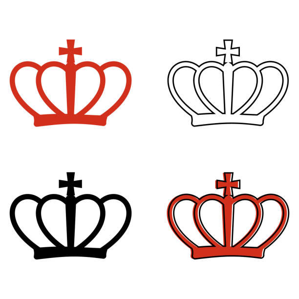 白い背景にプリンセスゴールデンとブラッククラウンアイコンコレクションセット ベクターイラスト - princess queen nobility crown点のイラスト素材／クリップアート素材／マンガ素材／アイコン素材