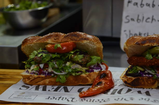 istock Sabih Challah sandwich, chicken schnitzel and eggplant. 1499385496