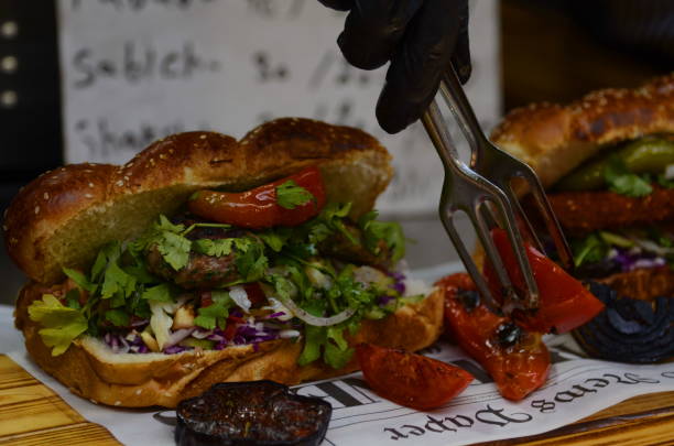 istock Sabih Challah sandwich, chicken schnitzel and eggplant. 1499385557