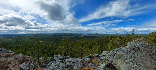 View over nordic forests from the small mountain Vithatten in Sweden.
