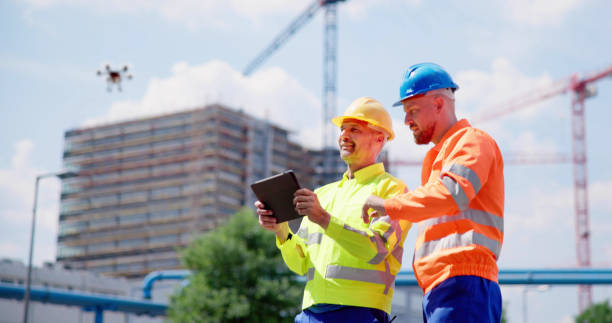 istock Construction Site Building Drone Remote Monitoring 1499392878