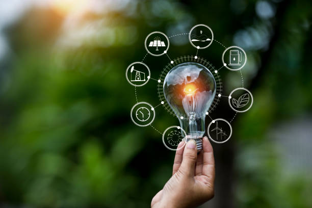 istock light bulb against nature, icons 1499396488