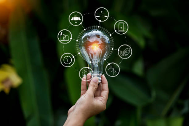 istock light bulb against nature, icons 1499396495