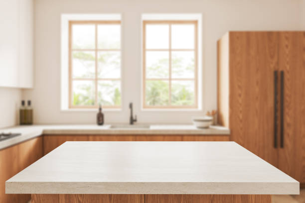 istock Table in blurry white and wooden kitchen 1499404762
