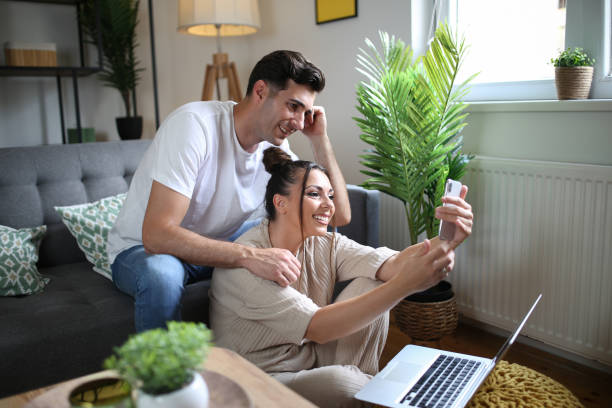istock Couple working from home stock photo 1499405264