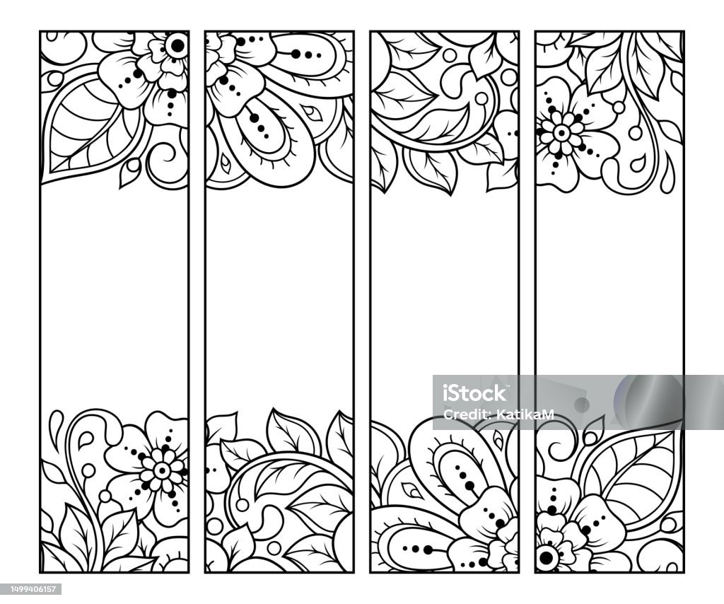 Printable Bookmark For Book Coloring Set Of Black And White Labels