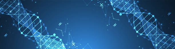 istock Abstract futuristic background for design works.Science template, wallpaper or banner with a DNA molecules. 1499406180