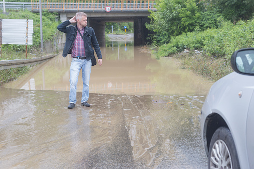 Impassable road due heavy rainfall