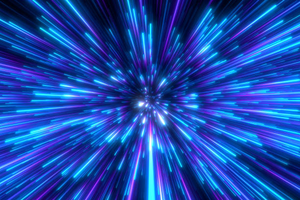 istock Speed of light in space on dark background. 1499410376