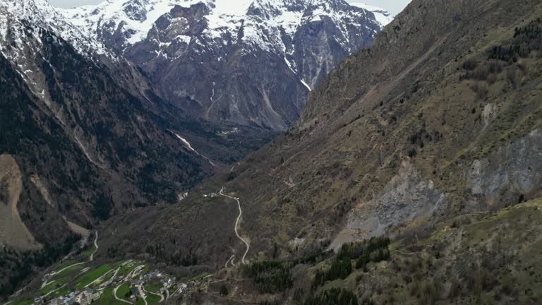 Panoramic view of the surrounding mountains from Les Deux Alps ski resort in the French Alps