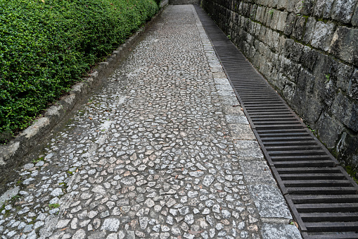 Stone sidewalks in natural country parks