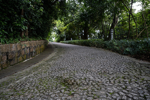 cobblestone pavement for background use