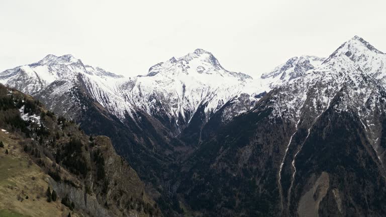 Panoramic view of the surrounding mountains from Les Deux Alps ski resort in the French Alps