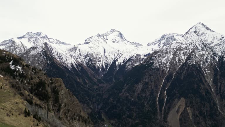 Panoramic view of the surrounding mountains from Les Deux Alps ski resort in the French Alps