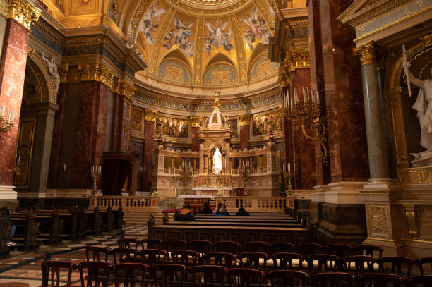 Ornate altar of St Stephens Basilica in the centre of Budapest, Hungary