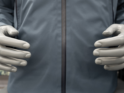 Close-up of clothing model's hand