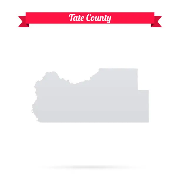 Vector illustration of Tate County, Mississippi. Map on white background with red banner