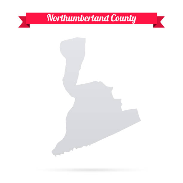 Northumberland County, Pennsylvania. Map on white background with red banner Map of Northumberland County - Pennsylvania, isolated on a blank background and with his name on a red ribbon. Vector Illustration (EPS file, well layered and grouped). Easy to edit, manipulate, resize or colorize. Vector and Jpeg file of different sizes. modern map north east england uk stock illustrations