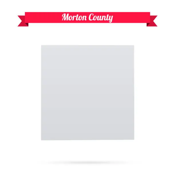 Vector illustration of Morton County, Kansas. Map on white background with red banner