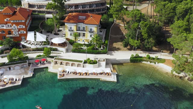 Aerial view of Cikat Bay near Mali Losinj town on Losinj island, the Adriatic Sea in Croatia