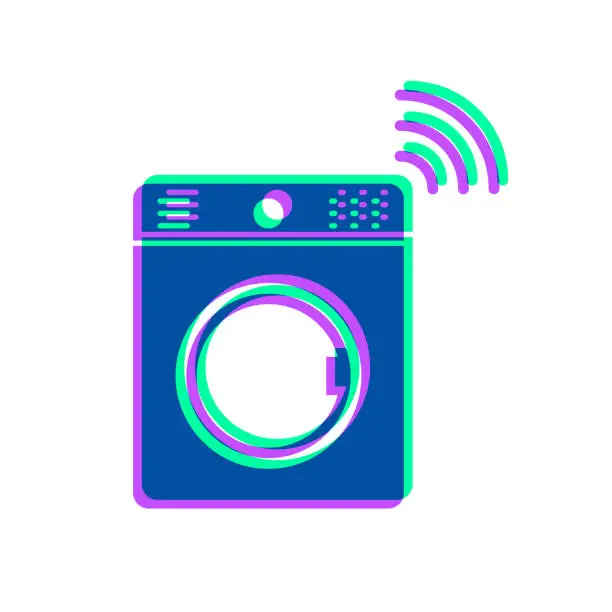 Vector illustration of Smart washing machine. Icon with two color overlay on white background