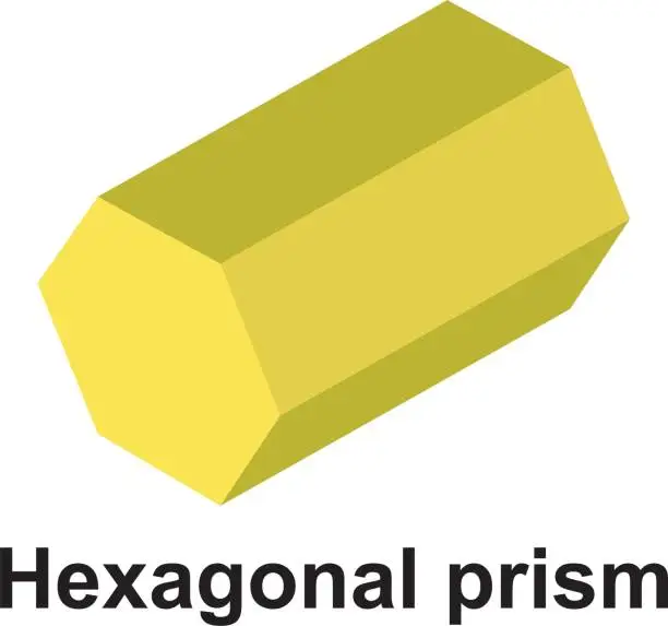 Vector illustration of hexagonal prism. light yellow color